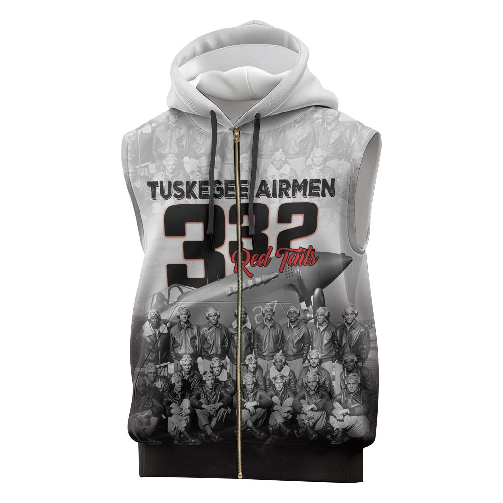 Tuskegee Airmen  Red Tails Pride Sleeveless Zip Hoodie 332nd Fighter Group - African Pride