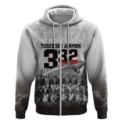 Tuskegee Airmen  Red Tails Pride Zip Hoodie 332nd Fighter Group - African Pride