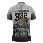 Tuskegee Airmen  Red Tails Pride Zipper Polo Shirt 332nd Fighter Group