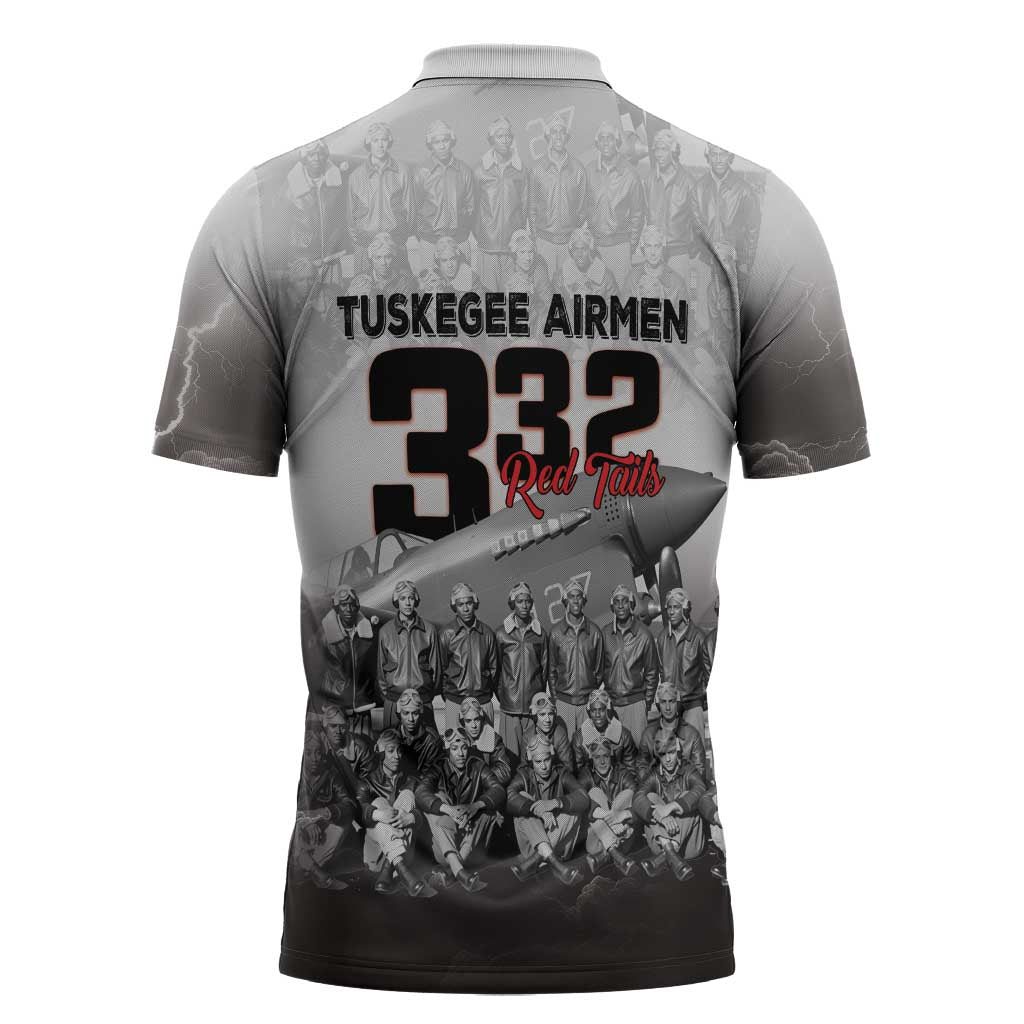 Tuskegee Airmen  Red Tails Pride Zipper Polo Shirt 332nd Fighter Group
