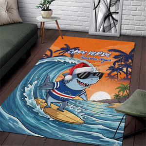 Christmas Cape Verde Area Rug Funny Shark Surfing - African Pride