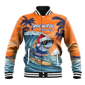 Christmas Cape Verde Baseball Jacket Funny Shark Surfing - African Pride