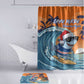 Christmas Cape Verde Bathroom Set Funny Shark Surfing