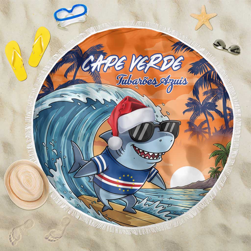 Christmas Cape Verde Beach Blanket Funny Shark Surfing - African Pride