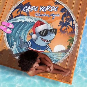Christmas Cape Verde Beach Blanket Funny Shark Surfing - African Pride