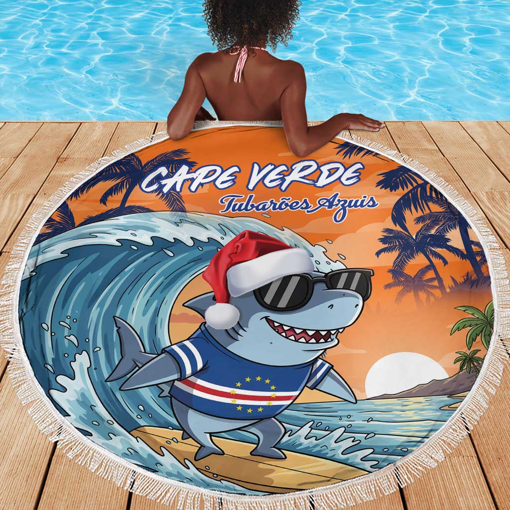 Christmas Cape Verde Beach Blanket Funny Shark Surfing - African Pride