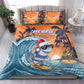 Christmas Cape Verde Bedding Set Funny Shark Surfing - African Pride