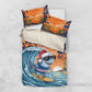 Christmas Cape Verde Bedding Set Funny Shark Surfing - African Pride