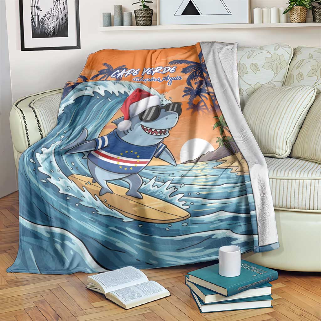 Christmas Cape Verde Blanket Funny Shark Surfing - African Pride