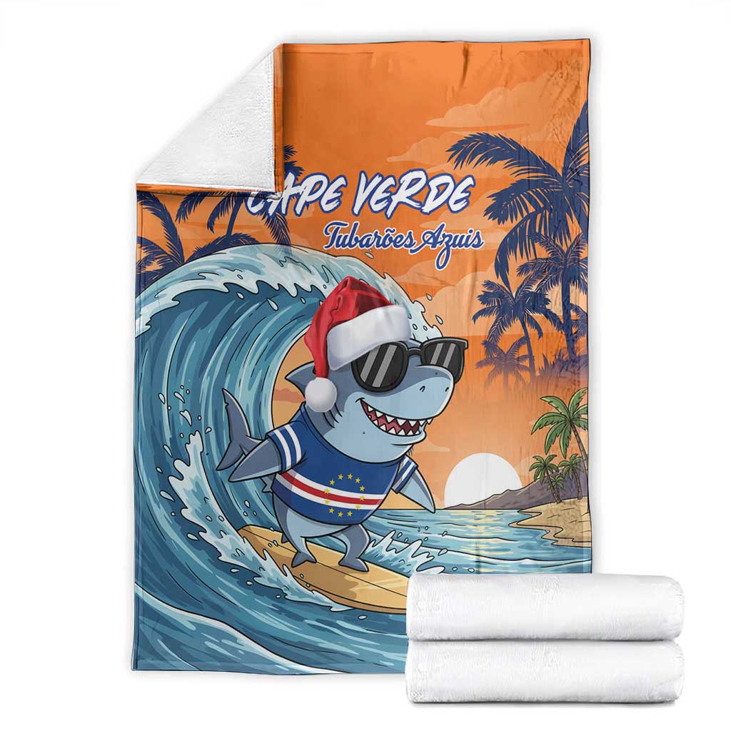 Christmas Cape Verde Blanket Funny Shark Surfing - African Pride