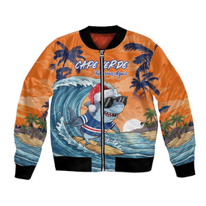 Christmas Cape Verde Bomber Jacket Funny Shark Surfing - African Pride