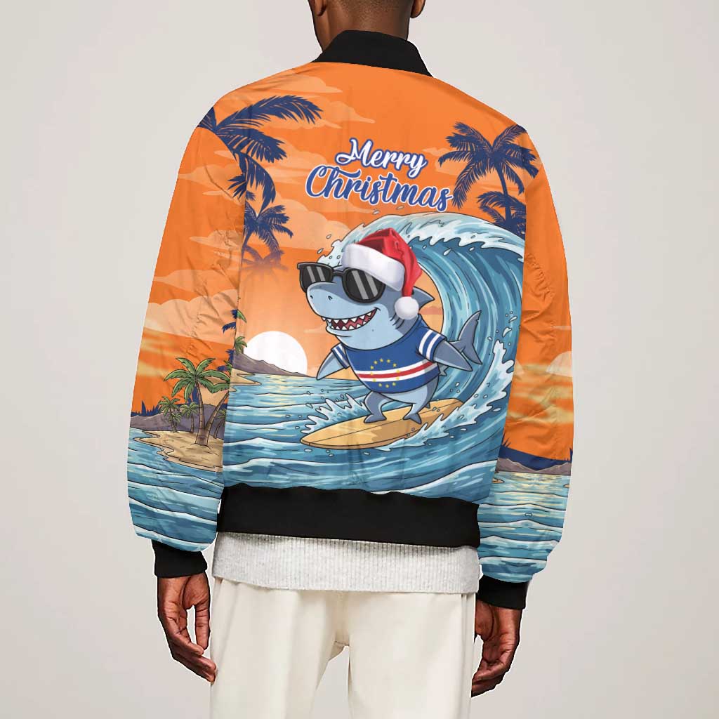 Christmas Cape Verde Bomber Jacket Funny Shark Surfing - African Pride