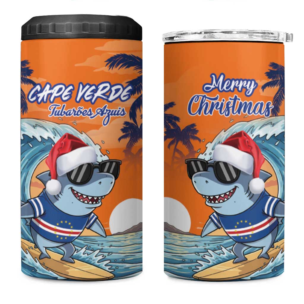 Christmas Cape Verde 4 in 1 Can Cooler Tumbler Funny Shark Surfing - African Pride