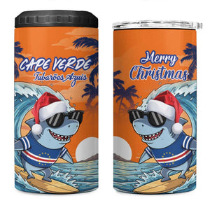 Christmas Cape Verde 4 in 1 Can Cooler Tumbler Funny Shark Surfing - African Pride