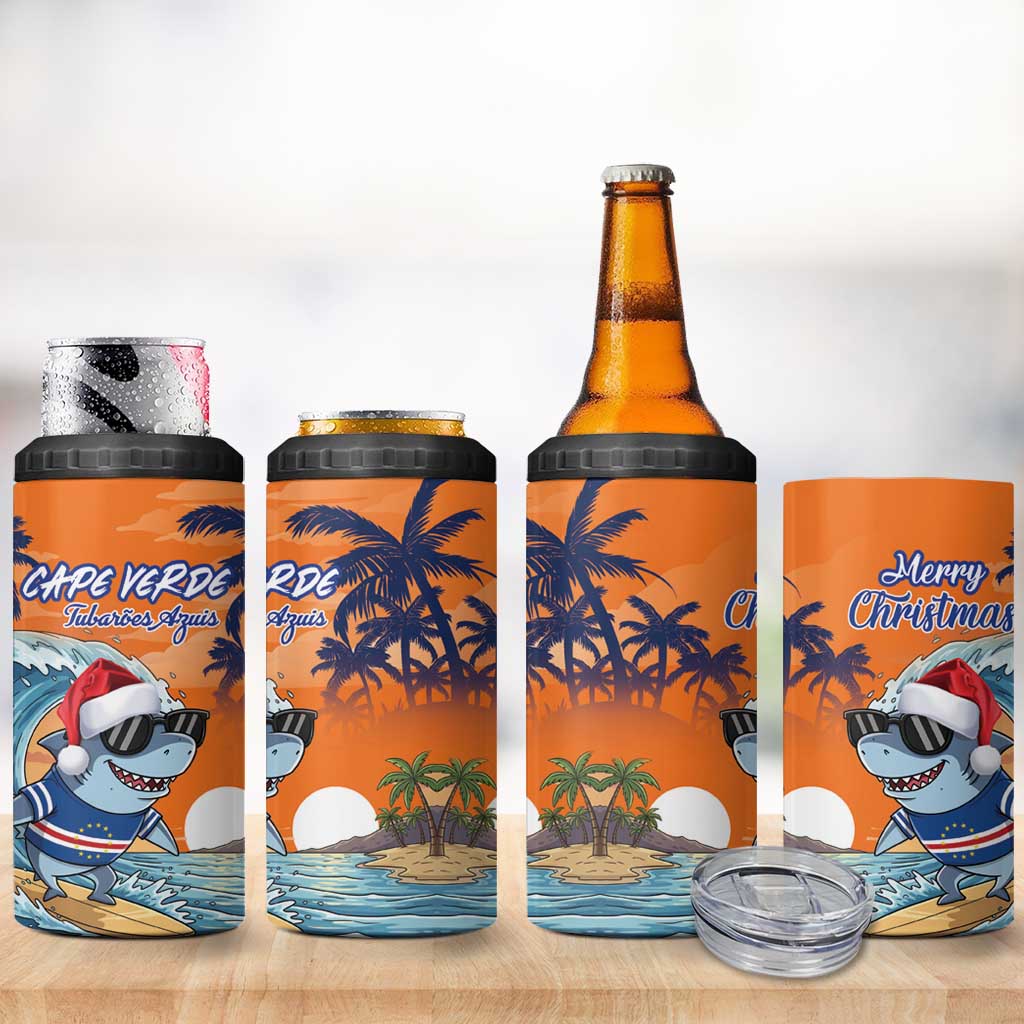 Christmas Cape Verde 4 in 1 Can Cooler Tumbler Funny Shark Surfing - African Pride