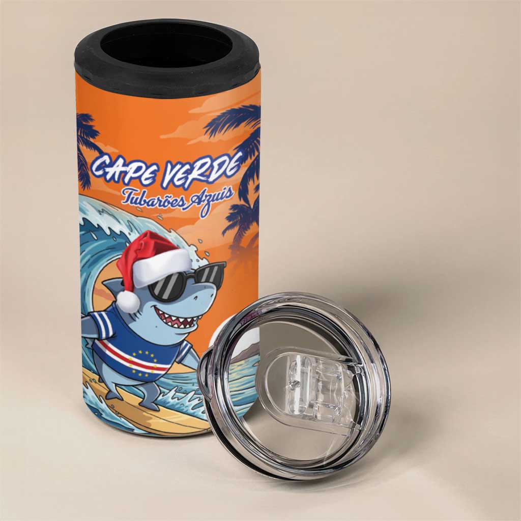 Christmas Cape Verde 4 in 1 Can Cooler Tumbler Funny Shark Surfing - African Pride