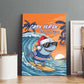 Christmas Cape Verde Canvas Wall Art Funny Shark Surfing - African Pride