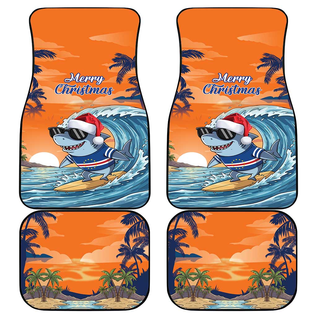 Christmas Cape Verde Car Mats Funny Shark Surfing - African Pride