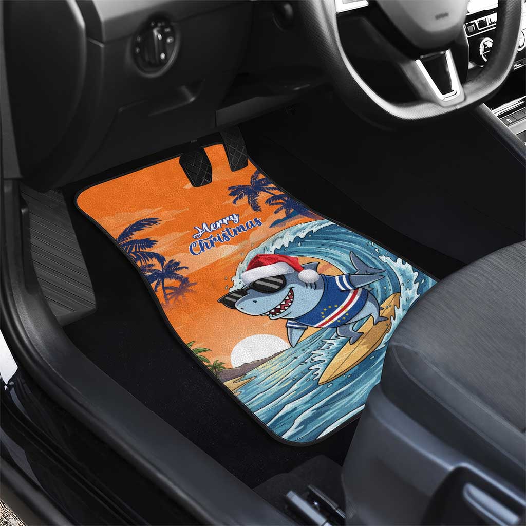 Christmas Cape Verde Car Mats Funny Shark Surfing - African Pride