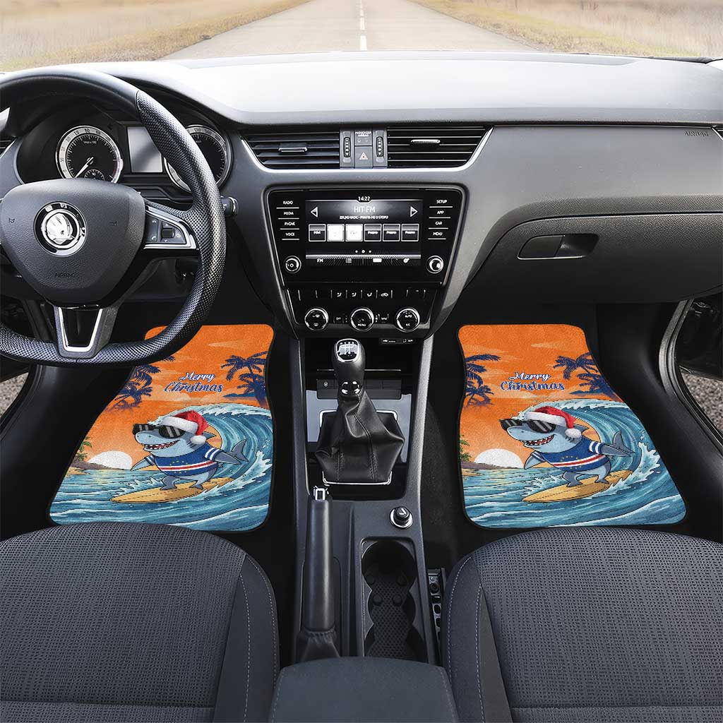 Christmas Cape Verde Car Mats Funny Shark Surfing - African Pride