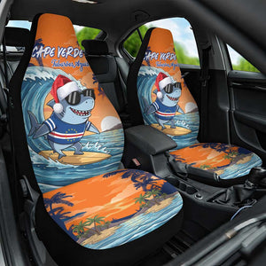 Christmas Cape Verde Car Seat Cover Funny Shark Surfing - African Pride