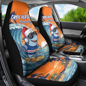 Christmas Cape Verde Car Seat Cover Funny Shark Surfing - African Pride