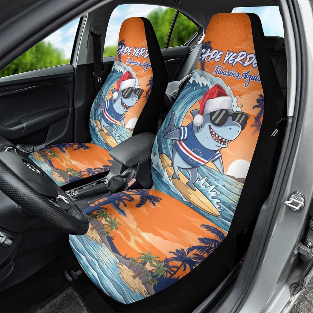 Christmas Cape Verde Car Seat Cover Funny Shark Surfing - African Pride