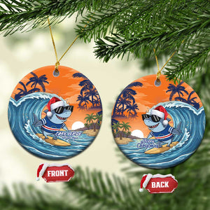 Christmas Cape Verde Ceramic Ornament Funny Shark Surfing - African Pride