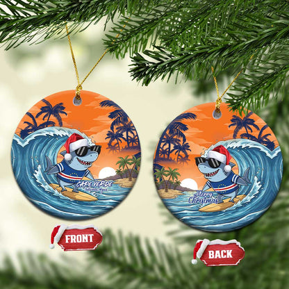 Christmas Cape Verde Ceramic Ornament Funny Shark Surfing - African Pride