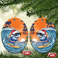 Christmas Cape Verde Ceramic Ornament Funny Shark Surfing - African Pride