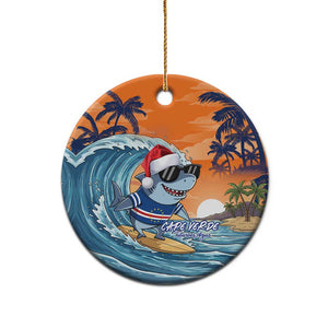 Christmas Cape Verde Ceramic Ornament Funny Shark Surfing - African Pride
