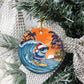 Christmas Cape Verde Ceramic Ornament Funny Shark Surfing - African Pride