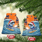 Christmas Cape Verde Ceramic Ornament Funny Shark Surfing - African Pride