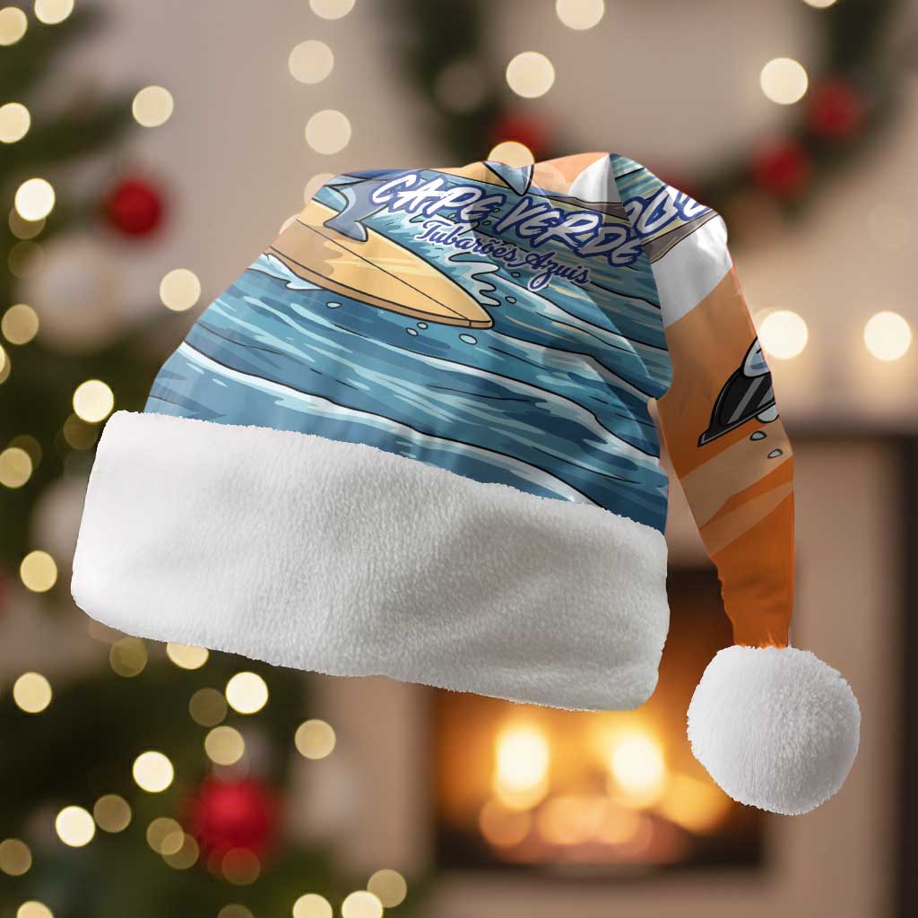 Christmas Cape Verde Christmas Santa Hat Funny Shark Surfing - African Pride