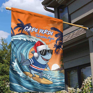 Christmas Cape Verde Garden Flag Funny Shark Surfing - African Pride