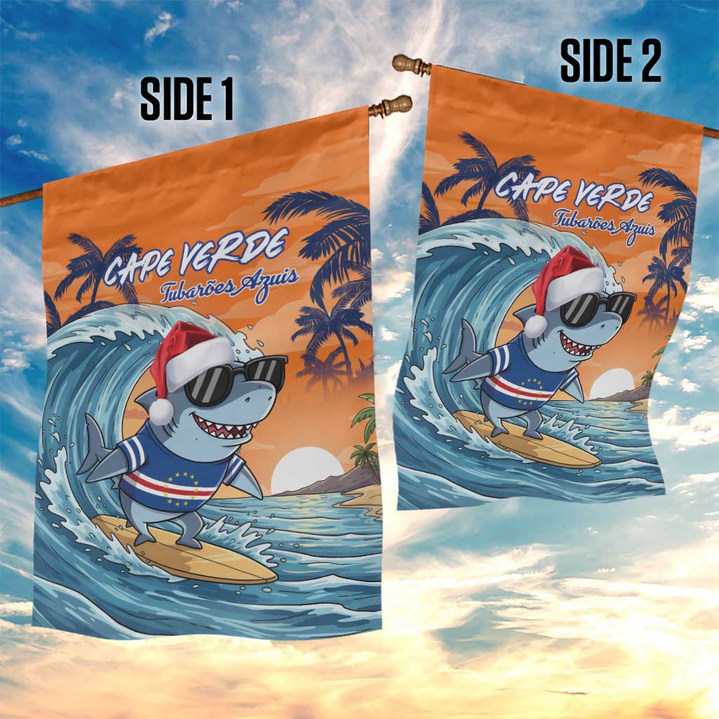 Christmas Cape Verde Garden Flag Funny Shark Surfing - African Pride