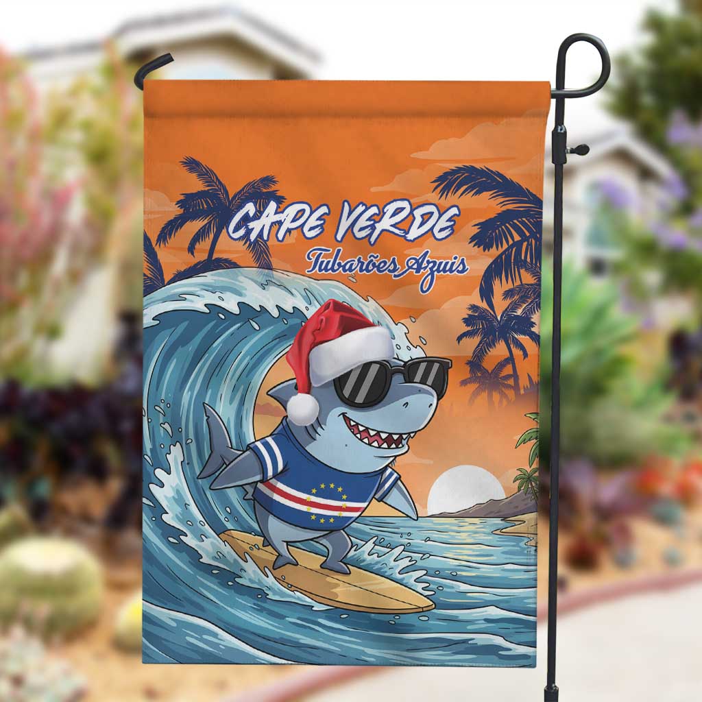 Christmas Cape Verde Garden Flag Funny Shark Surfing - African Pride