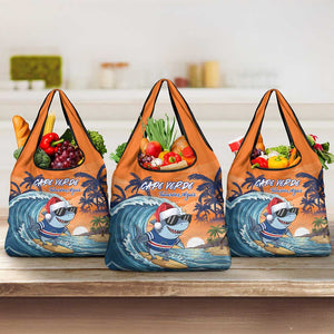 Christmas Cape Verde Grocery Bag Funny Shark Surfing - African Pride