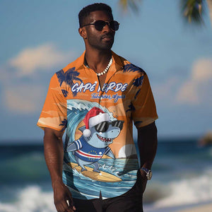 Christmas Cape Verde Hawaiian Shirt Funny Shark Surfing - African Pride