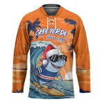 Christmas Cape Verde Hockey Jersey Funny Shark Surfing