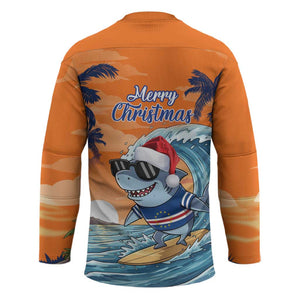 Christmas Cape Verde Hockey Jersey Funny Shark Surfing