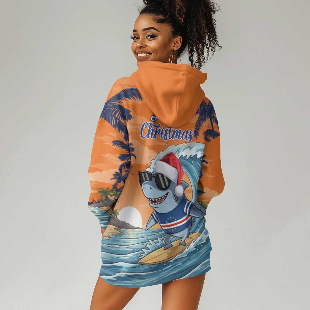 Christmas Cape Verde Hoodie Dress Funny Shark Surfing - African Pride