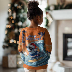 Christmas Cape Verde Kid Ugly Christmas Sweater Funny Shark Surfing - African Pride