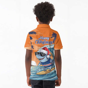 Christmas Cape Verde Kid Polo Shirt Funny Shark Surfing - African Pride