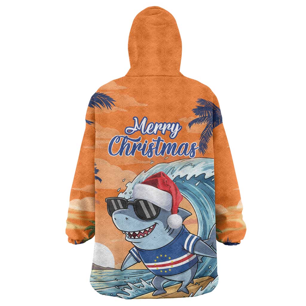 Christmas Cape Verde Kid Wearable Blanket Hoodie Funny Shark Surfing - African Pride