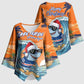 Christmas Cape Verde Kimono Sleeve Blouse Funny Shark Surfing