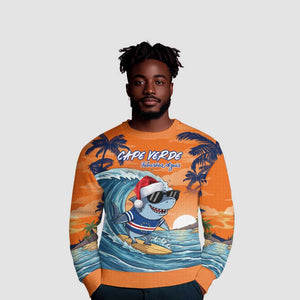 Christmas Cape Verde Ugly Christmas Sweater Funny Shark Surfing - African Pride