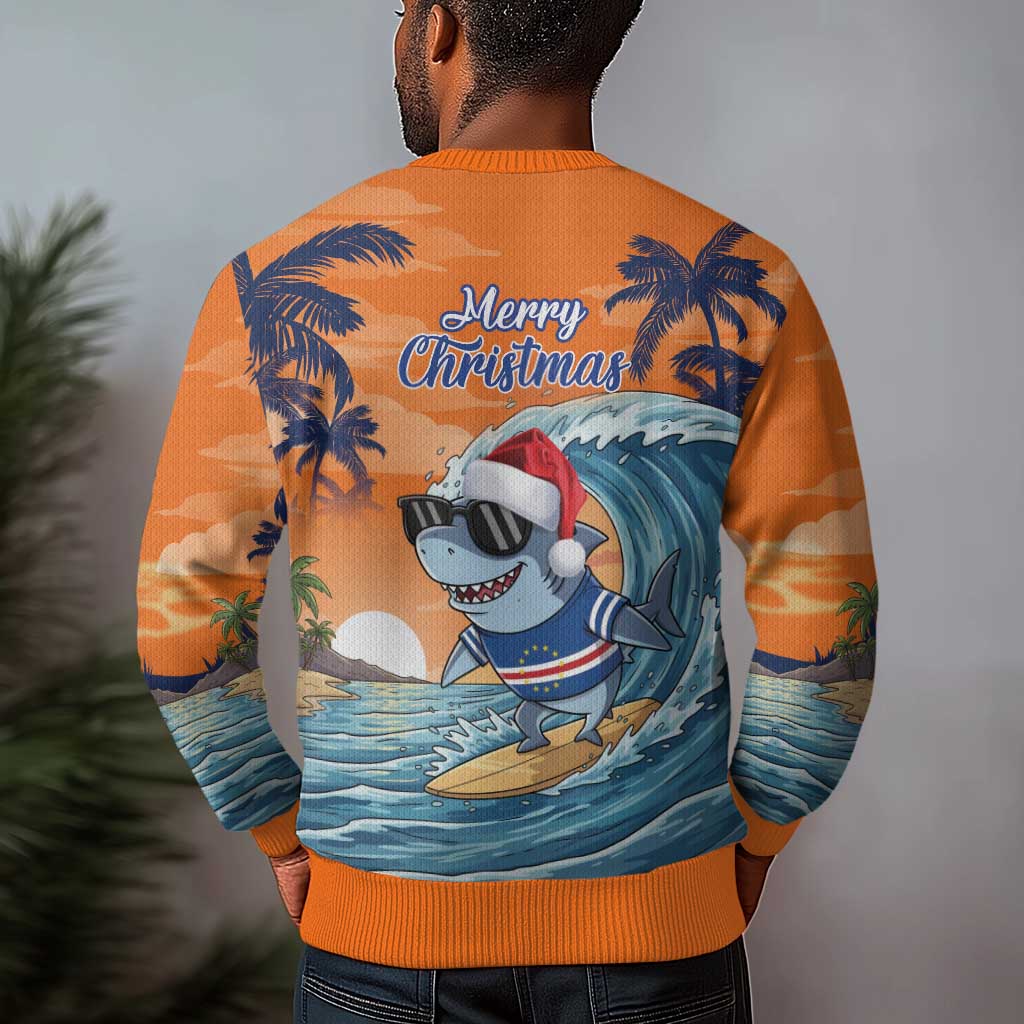 Christmas Cape Verde Ugly Christmas Sweater Funny Shark Surfing - African Pride