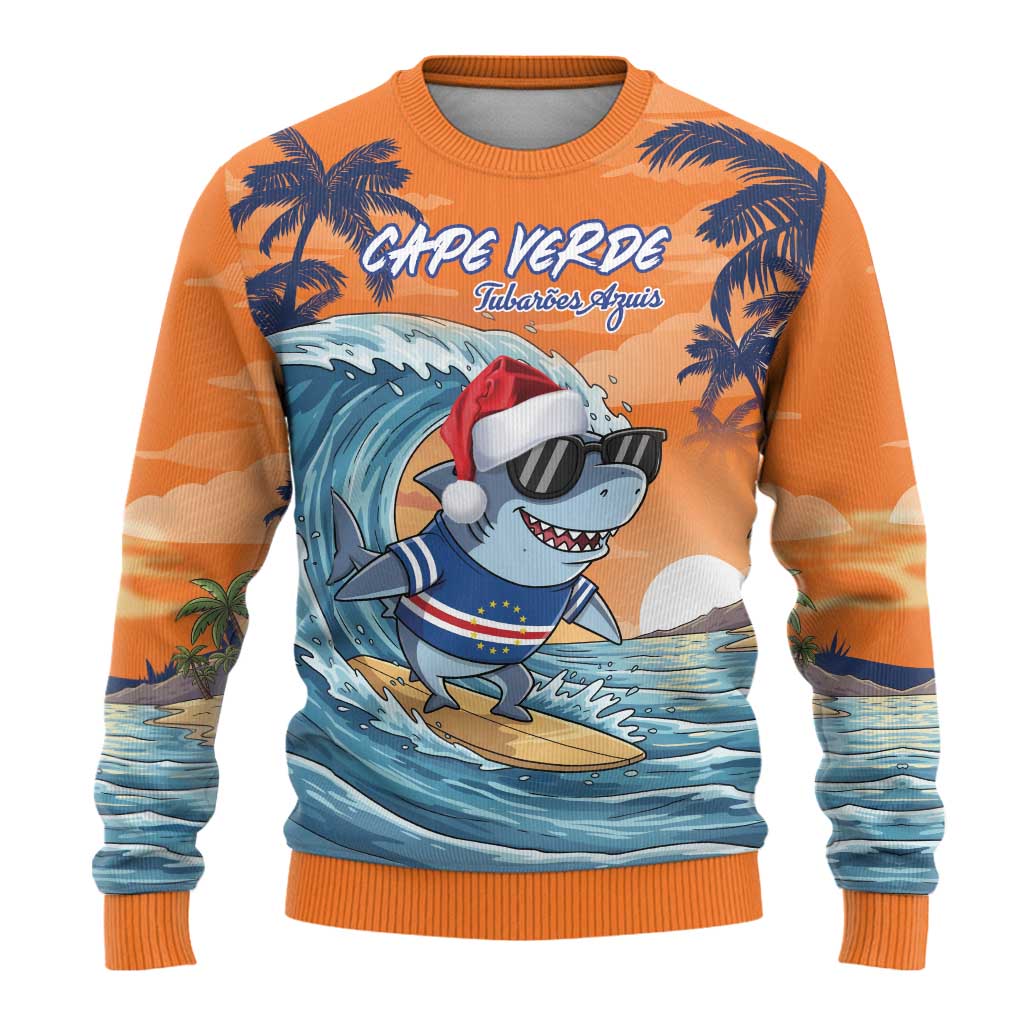 Christmas Cape Verde Ugly Christmas Sweater Funny Shark Surfing - African Pride
