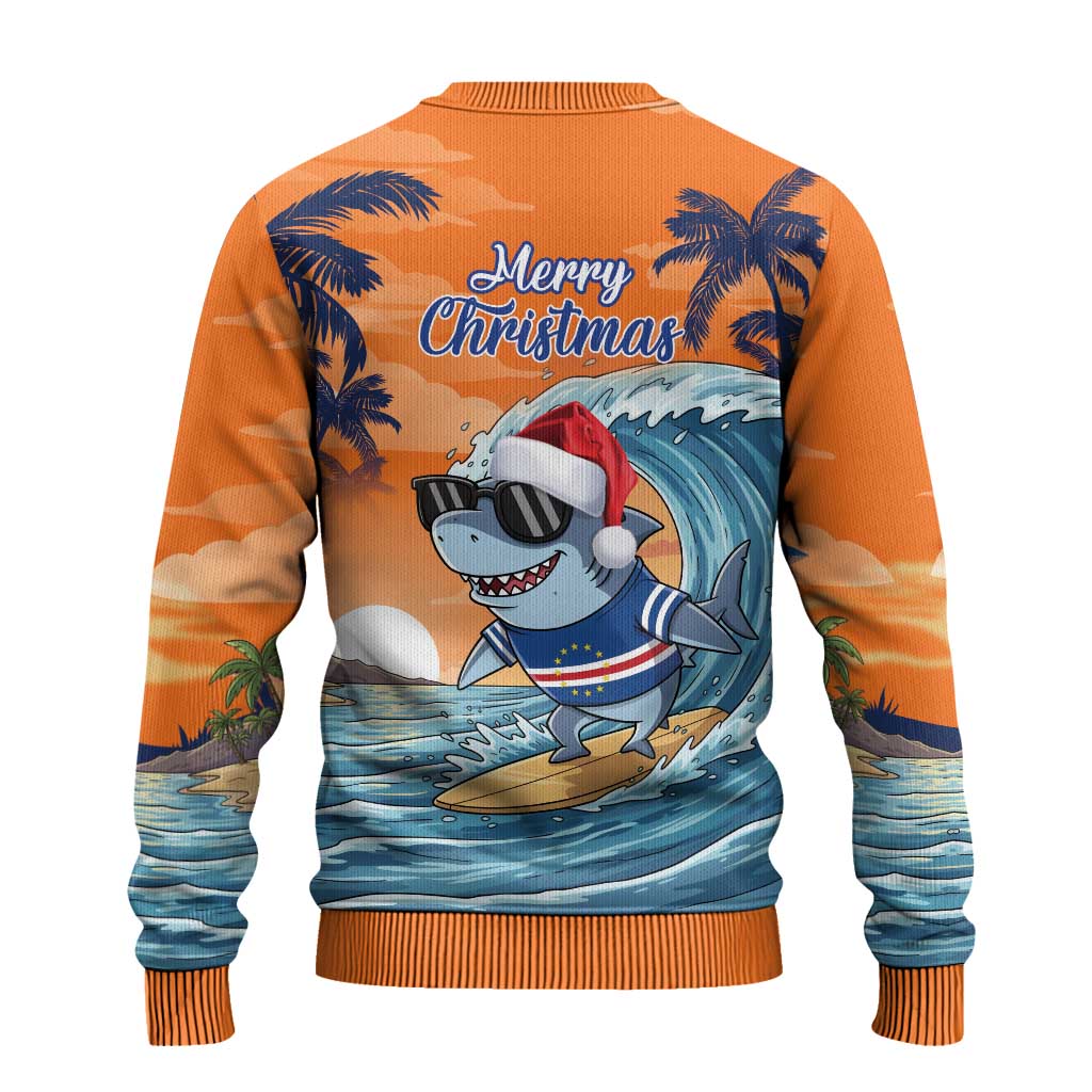 Christmas Cape Verde Ugly Christmas Sweater Funny Shark Surfing - African Pride